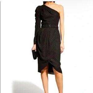 Aidan By Aidan Mattox Black One Shoulder Dress. Size 10